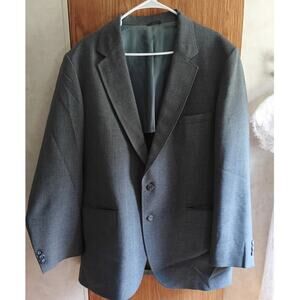 Vintage 70s Mens Blazer Gray Grey Tailored Jacket Retro Formal Wide Fit 46 Long